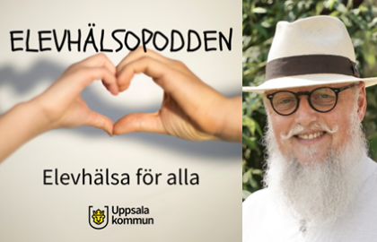 Bild på Elevhälsopoddens logga med text i bild samt gästen Bo Hejlskov Alvén
